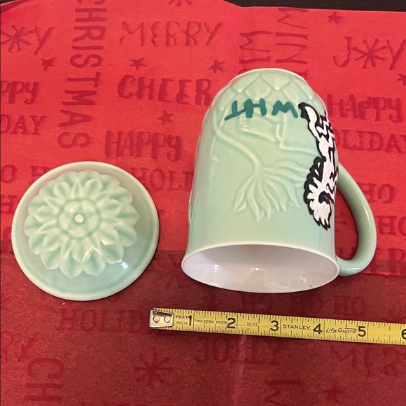 ( 0406) Mint Green Buddha W/ WHT Art Mug with Lid. - Picture 5 of 6